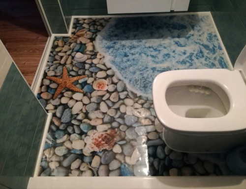 Three-dimensional bathroom with Ruvitex 3D Décor flooring