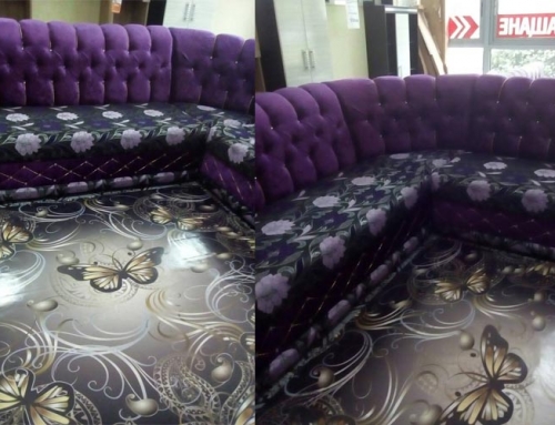 3D flooring in a furniture store – Vintage floral with 3d decorative butterflies