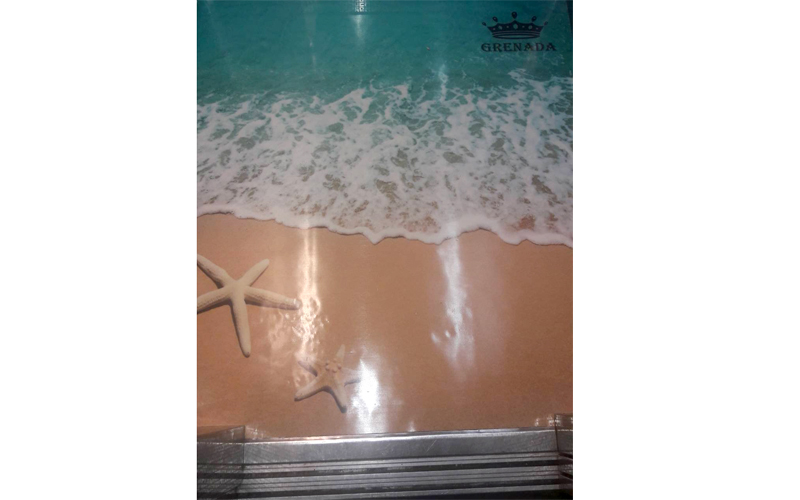 3d Flooring Sand Sea Stars And Ocean Waves In An Elevator In